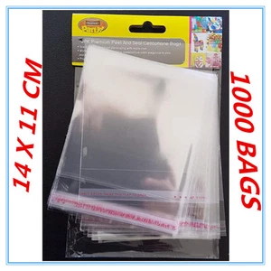 1000 X PEEL AND SEAL CLEAR SHINY CELLOPHANE BAGS PARTY BIRTHDAY GIFT PACKAGE DD - Picture 1 of 1