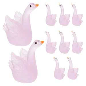 10 Pcs Luminous Swan Pendant Mini Resin Figurines Miniature Figures - Picture 1 of 12