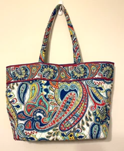 Vera Bradley Grand Tote Marina Paisley XL Travel Beach Bag Work School NEW - Picture 1 of 7