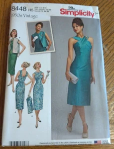 Simplicity Pattern 8448 Ms 1950s VINTAGE Dress w/Cross Shoulders~Cover Vest 6-14 - Picture 1 of 3