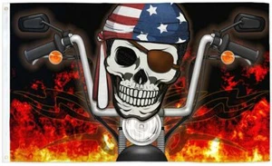 Piraten Biker 3x5ft Flagge Americana Motorrad Biker Totenkopf Moto Kultur Totenkopf Flagge - Bild 1 von 2