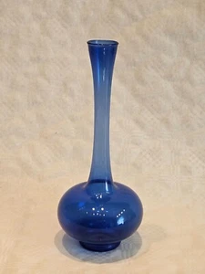 GLASVASE BLUMENVASE DEKORATION VINTAGE 80er JAHRE 23cm BLAU - Bild 1 von 5