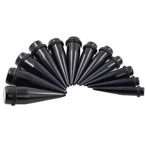 12× Black Acrylic Taper Set Stretching Gauge Piercing Ear Plug Big Size10MM-20MM - Picture 1 of 3