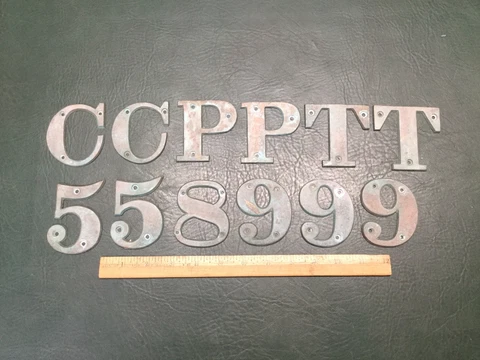 Lot of 12 Vintage Bronze 3" Sign House Boat Letters & Numbers Cover