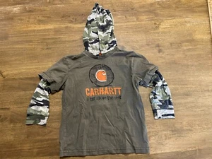 Carhartt Hoodie, Boy's Youth Size 6, Green White, Pullover, Long Sleeve, Logo - Picture 1 of 11