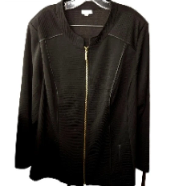 Avenue Ribbed Full Zip Jacket Womens 30/32 Black High Neck Long Sleeve Stretch - Image 1 of 4