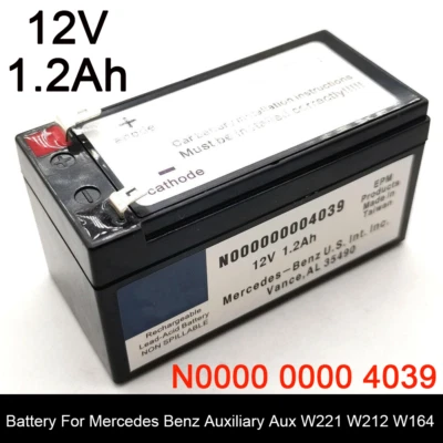 12V 1.2Ah Battery For Mercedes Benz Auxiliary Aux W221 W212 W164 N000000004039 Foto 1 de 4