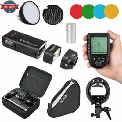 US Godox 2.4 TTL HSS AD200 Flash +Bracket softbox+Xpro-O Trigger for Olympus - Image 1 of 4