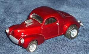 #38 TESTOR's DIECAST 1941 WILLYS COUPE DRAG CAR W BLOWER 1/43 O SCALE MET RED - Picture 1 of 6