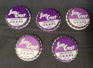 Vintage Sun Crest Imitation Grape Soda Bottle Caps Never Been Used Lot of 5 - Picture 1 of 4