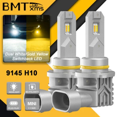 H10 9145 9140 9005 9045 LED Fog Light Bulb Switchback Dual Color Amber White  - Image 1 of 4