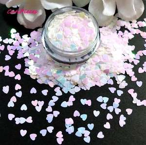 Nail Art Glitter "Unicorn Heart" Pastel White Mermaid Holographic Spangle Pot V6 - Picture 1 of 4