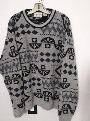 Suéter Vintage JT Beckett GRIS ABSTRACTO XL Hombre Foto 1 de 4