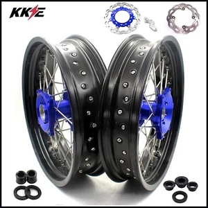 KKE 17'' For SUZUKI DR650SE 1996-2024 Supermoto Cush Drive Motard Spoked Wheels - Foto 1 di 11
