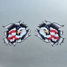 2X Small American Eagle Us Flag Ripped Carbon Fibre Vinyl Sticker Decal 70X56mm