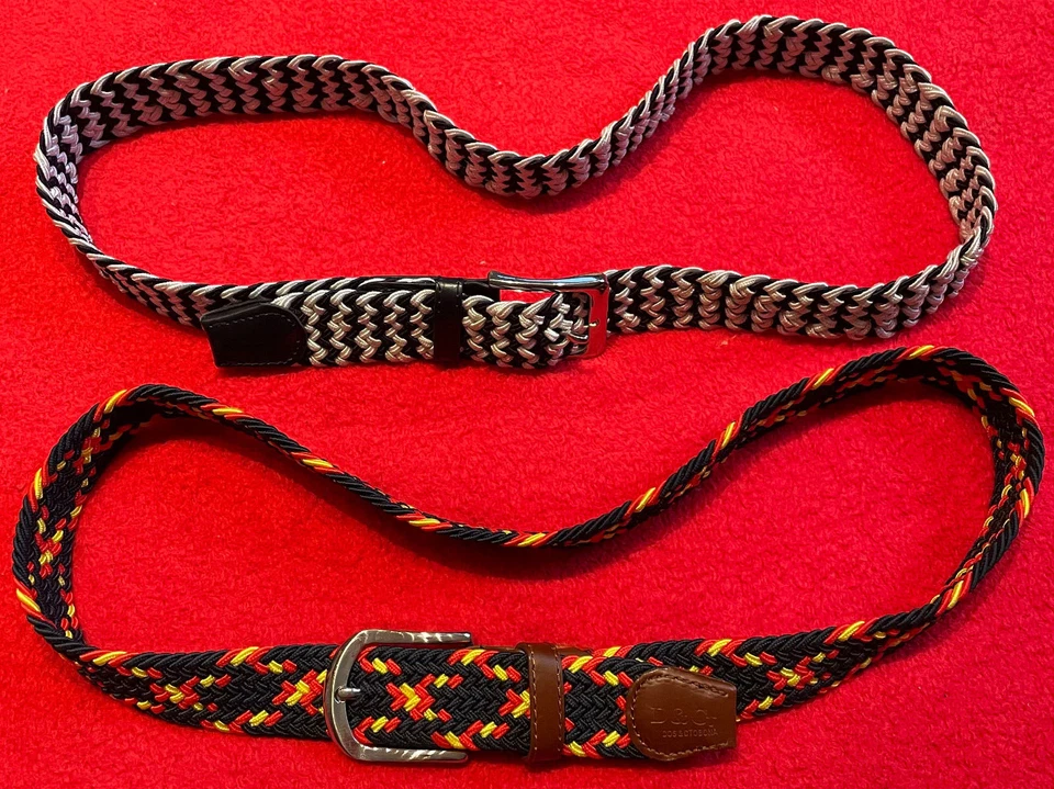 2x Estupendo Trenzado Cinturón 105 & 100-115cm Negro,Rojo,Gelb & Azul Blanco Top - Imagen 1 de 4