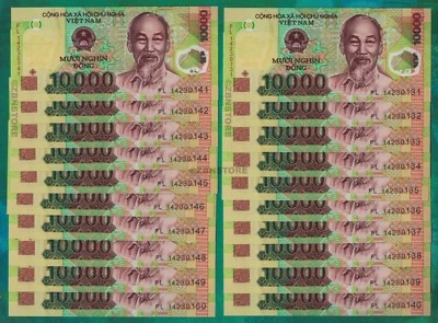 20 x 10.000 billetes de Vietnam Dong moneda = 1/5 millón 100 % auténticos con certificado de autenticidad Foto 1 de 3