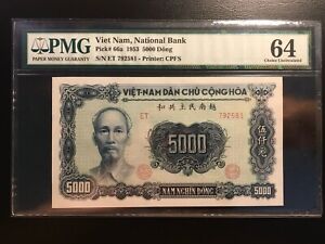 Vietnam 5000 Dong 1953 Pick 66a PMG 64 Choice UNC
