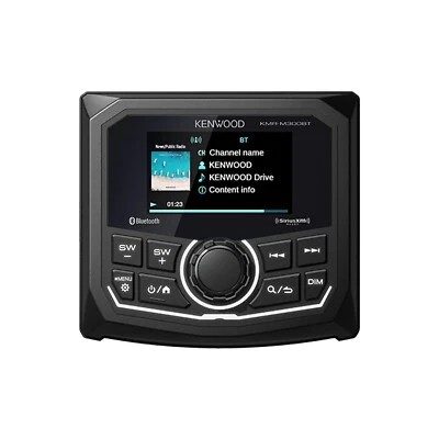 Kenwood KMR-M300BT AM FM BT Marine Gauge Receiver Weatherproof, 2.7 Inch LCD - Image 1 of 4