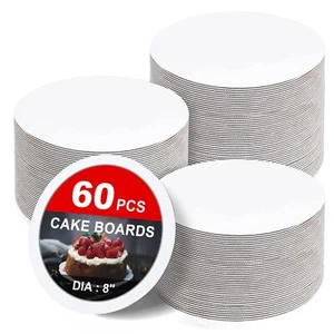 60 Pack Cake Boards 8 inch Cardboard Cake Rounds White Cake Board Rounds Cake... - Picture 1 of 7