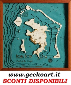 Bora Bora Polynesien Karte Karte 3D Modernes Bild Map Chart www.geckoart.it - Bild 1 von 30