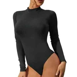 Doublju Womens Basic Plus Sz. Mock Turtle Neck Long Sleeve Top Bodysuit Sz. 2XL - Picture 1 of 12
