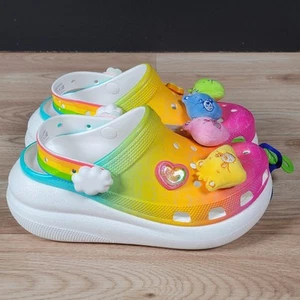 Care Bears x Crocs Crush Clogs Womens Size 7 White Rainbow Jibbitz Light Up - Picture 1 of 8