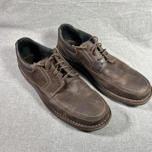CLARKS Doby Men's 13 Brown Lace Up Loafers Brushed Brown Leather Dress Casual - Picture 1 of 8