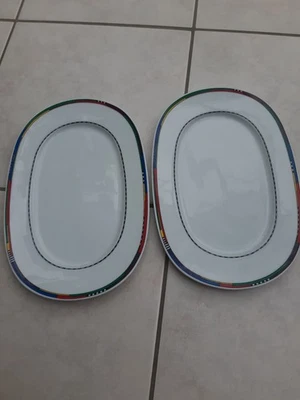 Servierplatte Winterling Marktleuthen oval Rand bunt Vintage Fleischplatte  - Bild 1 von 3