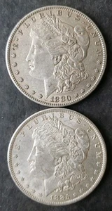 Dólares de plata Morgan 1880 O y 1885 O $1 - Imagen 1 de 3