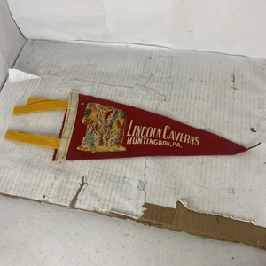 Rare Vintage Lincoln Caverns Huntingdon Pennsylvania Pennant 12" Mini felt Cave - Picture 1 of 3