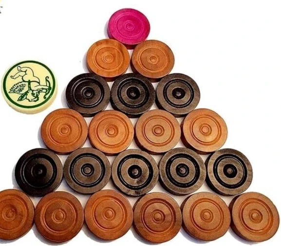 Carrom Coins Wooden Set of 24 pcs with 1 Striker Sold By Kidzbuzz - Image 1 of 1
