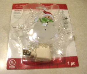 Acrylic Snowflake w/ Snowman Skiing, Night Light Snowmen Swivel Plug NIP 5 x 6" - Picture 1 of 6