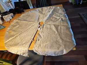 Martha Stewart Christmas Tree Skirt Gold Satin With Embroidery Gold Rope Edging  - Picture 1 of 13