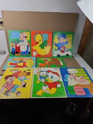 Children's VTG Playskool Wooden Puzzle Lot Of 8 Disney Animal Career Etc 80’s - Image 1 of 4