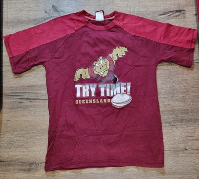Queensland Maroons State Of Origin Try Time NRL Rugby League Shirt Size 16 - image 1 of 4
