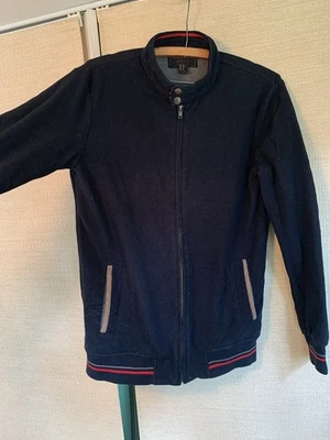 Forever 21 Men’s Bomber Jacket W/ Faux Suede elbow Patches, Size S RED/NAVY - Image 1 of 4