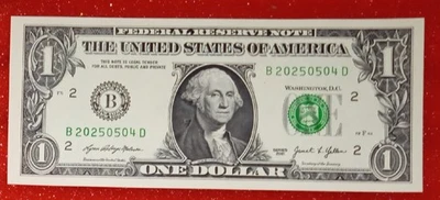 Birthday/Anniversary Note (May 04, 2025) $1 Dollar Bill Fancy Serial B20250504D - Image 1 of 2