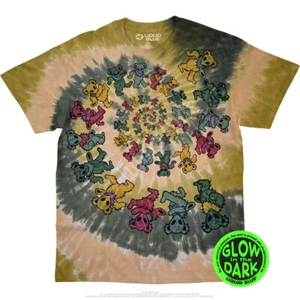 GRATEFUL DEAD-ALIEN SPIRAL BEARS-GLOW IN THE DARK-TIE DYE T-SHIRT S-M-L-XL-2X - Picture 1 of 3