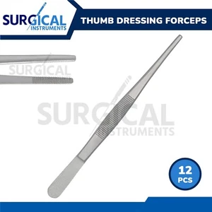 12 Pcs Thumb Dressing Forceps 5.50" Serrated Surgical Veterinary German Grade - Picture 1 of 11