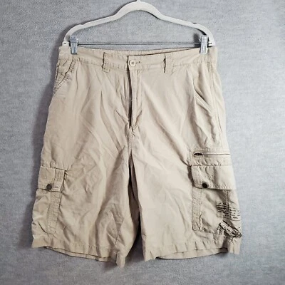 Pantalones Cortos Carga DE COLECCIÓN Quiksilver Hombres 34 Beige Bolsillos con Cremallera Tiro Alto 10" Entrepierna Foto 1 de 4