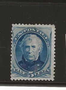 US Scott #179 mint hinged, og, 5c blue 1875 Zachary Taylor bank note, f/vf sound - Picture 1 of 2