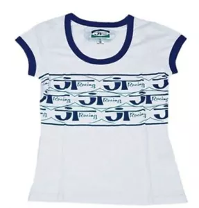 JT RACING T-SHIRT WOMENS ALL OVER TEE motocross mx WHITE BLUE motocross retro - Picture 1 of 3