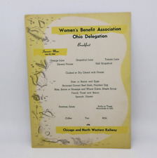 Chicago and Northwestern Women's Benefit Assoc. Breakfast Menu Single Sheet 1954