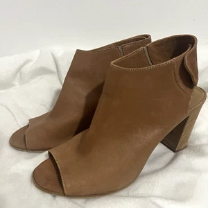 Steven By Steve Madden Ankle Bootie Size 10 EU 41 Tan Leather Peep Toe Snap - Picture 1 of 8