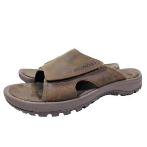 Merrell Sandspur Leather Slide Sandal Men size 8 Brown Leather