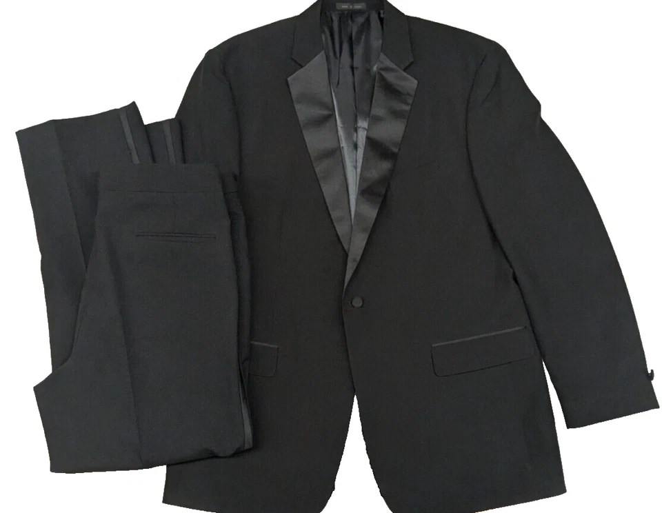 Neil Allyn Formal Wear Tuxedo Jacket 44L Pants 37 X 30 100% Polyester - Image 1 of 4