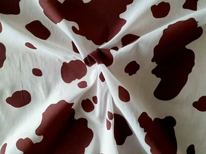 Brown & White Cow Design Polycotton fabric/Material - 1 full metre - Picture 1 of 2