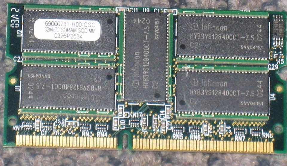   MEM-MSFCS-256MB 256MB SDRAM PC100 CL2 32X4 18CHIPS ECC 144PIN SODIMM  NON-REG - Image 1 of 1