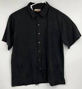 Havana Jack Cafe Mens Hawaiian Floral Print 100% Silk Casual Camp Shirt XL Black - Picture 1 of 5